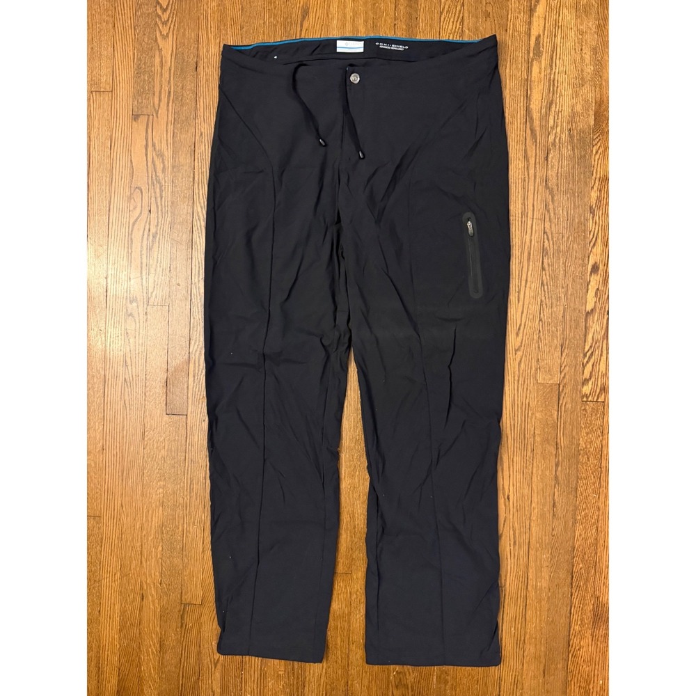 Columbia Omni-Shield Hiking Pants Womens 16 Black Outdoor Nylon Stretch Straight